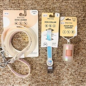 Wild One Dog Leash, Small Collar Poop Bag Carrier in Beautiful Iridescent NEW